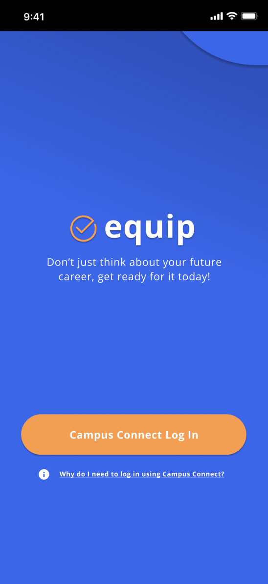 Equip app home screen on a phone