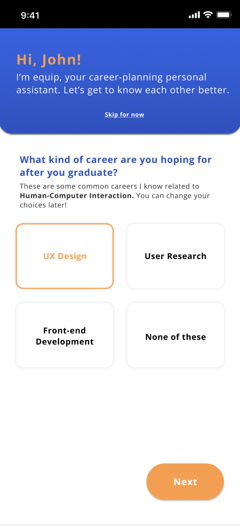 Onboarding screen